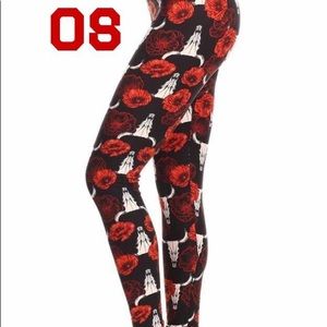 Steer skull and roses leggings